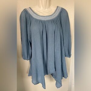 C Luce Boho Blue Gauze Tunic Women’s L Large 12-14 Beach Anthropologie
